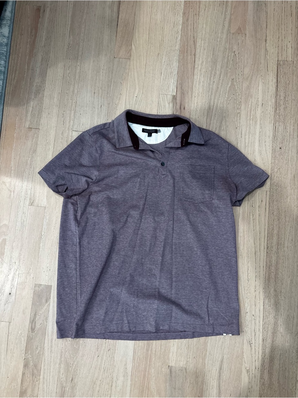 Banana Republic Men's Heathered Plum Polo with Contrast Collar